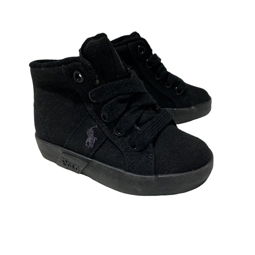 𝅺NEW Polo by Ralph Lauren Giles Mid High Top Canvas Sneakers Black